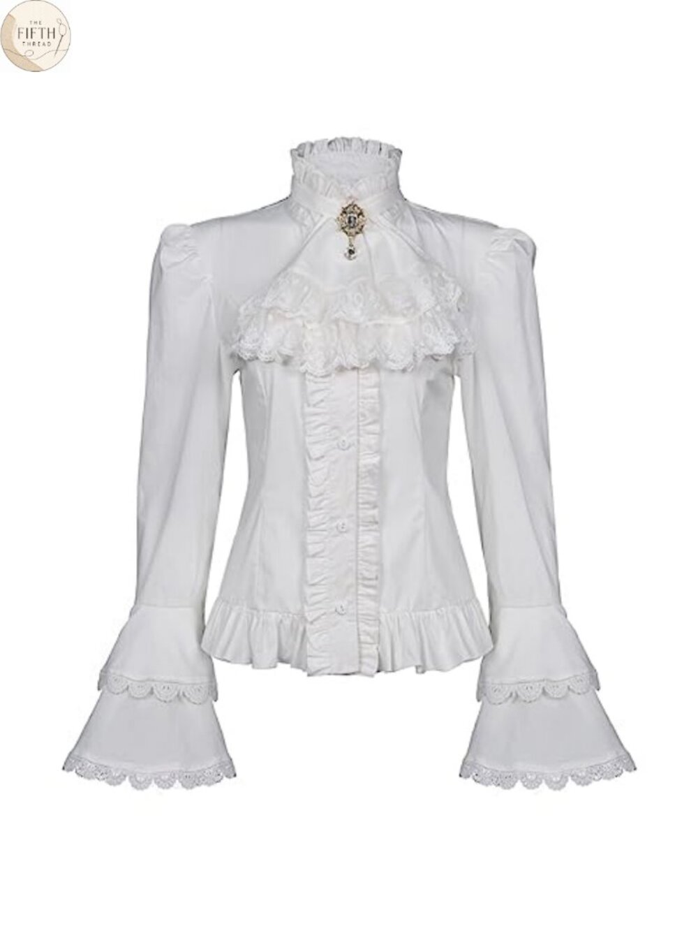 Victorian Blouse Pirate Shirt Vintage Lotus Ruffle Top Polyester